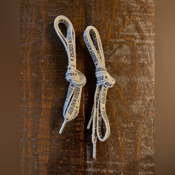 NWOT Golden Goose Silver and Black Pair of Shoelaces - Picture 1 of 4